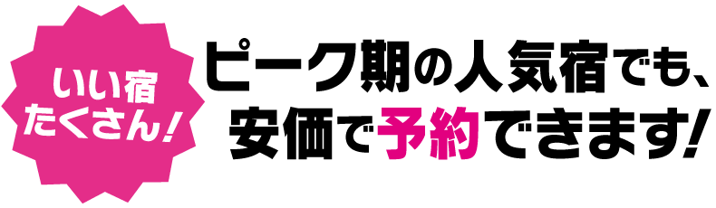 ピーク期の人気宿が安価で予約できます!